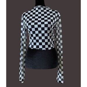 Retro 90s Black White Checkered Y2K Edgy Streetwear Punk Rock Casual Tee